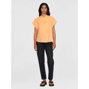 Linen High Collar Shirt Women KnowledgeCotton Apparel image-3