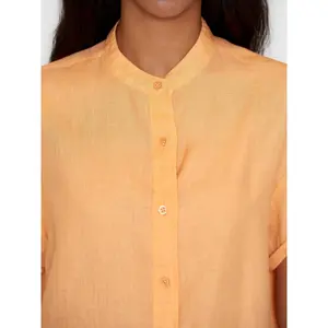 Linen High Collar Shirt Women KnowledgeCotton Apparel image-4