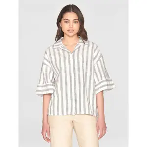 Women's blouse KnowledgeCotton Apparel Loose Stripe GOTS/Vegan image-1