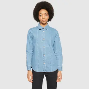 Women's long-sleeved denim shirt KnowledgeCotton Apparel GOTS/Vegan image-1