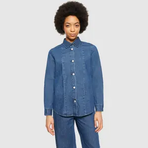 Women's long-sleeved denim shirt KnowledgeCotton Apparel GOTS/Vegan image-1