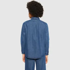 Women's long-sleeved denim shirt KnowledgeCotton Apparel GOTS/Vegan image-3