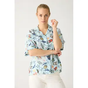Woman's shirt KnowledgeCotton Apparel Owl Cactus AOP GOTS/Vegam image-1