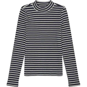 Women's Striped Funnel Neck Top KnowledgeCotton Apparel image-0