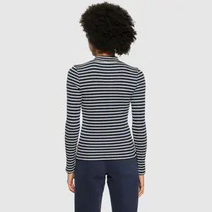 Women's Striped Funnel Neck Top KnowledgeCotton Apparel image-3