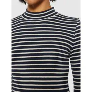 Women's Striped Funnel Neck Top KnowledgeCotton Apparel image-4
