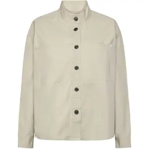 Women's High Collar Overshirt KnowledgeCotton Apparel Loose image-0