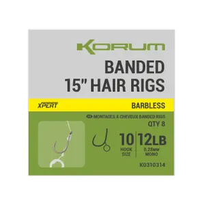 Γάντζος με αγκάθια Korum Banded Hair Barbless (x8) image-0