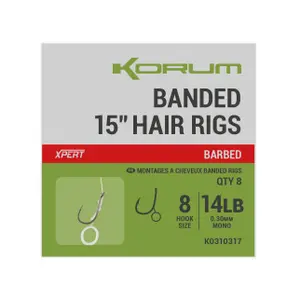 Γάντζος με αγκάθια Korum Banded Hair barbed 15 inch (x8) image-0