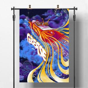 kb916plaksggrease-affisch-kubbick-grease-violett-bla-gul-61x91-5-cm