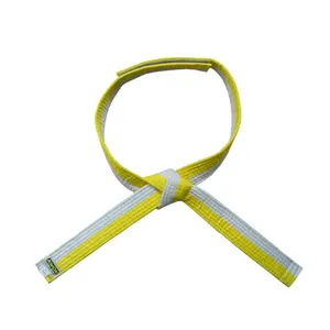 Branco/amarelo budō cinto de velcro para crianças Kwon image-0