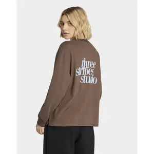 Long Sleeve Boyfriend T-Shirt Women's adidas 3-Stripes Studio image-1