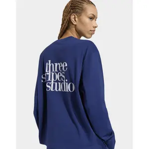 Long Sleeve Boyfriend T-Shirt Women's adidas 3-Stripes Studio image-2