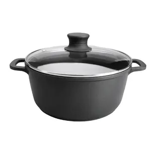 Aluminiumkasserolle mit Schmelzglasdeckel Lacor Titanium Pro D. 24 cm