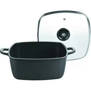 Casserole carré en aluminium fondu avec couvercle verre fondu Lacor Titanium Pro image-1