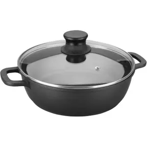 Aluminium saucepan with molten glass lid Lacor Titanium Pro D.32 cm image-0