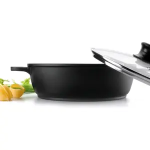 Aluminium saucepan with molten glass lid Lacor Titanium Pro D.32 cm image-1