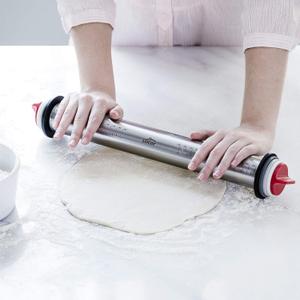 Stainless steel rolling pin with rings Lacor image-1