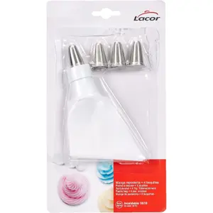 Decorating piping bag + 4 stainless steel tips Lacor image-1
