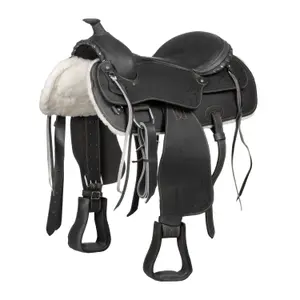 Selle équitation avec siège en nabuk et ornements en fil d'argent Lakota