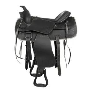 Selle équitation avec siège en nabuk et ornements en fil d'argent Lakota image-1