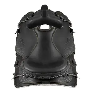 Selle équitation avec siège en nabuk et ornements en fil d'argent Lakota image-2