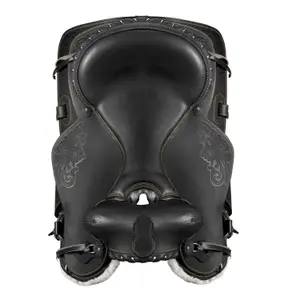 Selle équitation avec siège en nabuk et ornements en fil d'argent Lakota image-3
