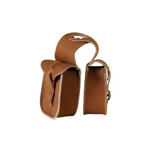 Basic leather front saddle bag for horse Lakota image-0
