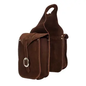 Front saddle bag for horse in suede leather Lakota image-0