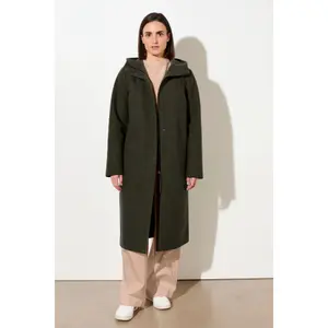 Women's Wool Hooded Coat LangerChen image-1