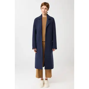 Reversible Collar Coat with Tied Waist for Women LangerChen image-1
