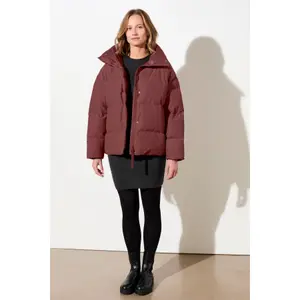 Women's High Collar Padded Jacket with Snap Buttons LangerChen image-1