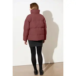 Women's High Collar Padded Jacket with Snap Buttons LangerChen image-3