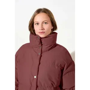 Women's High Collar Padded Jacket with Snap Buttons LangerChen image-4