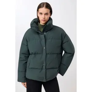 Women's High Collar Padded Jacket with Snap Buttons LangerChen image-1