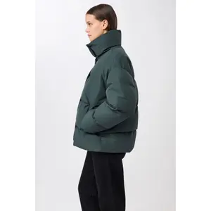 Women's High Collar Padded Jacket with Snap Buttons LangerChen image-2