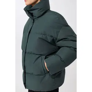Women's High Collar Padded Jacket with Snap Buttons LangerChen image-3