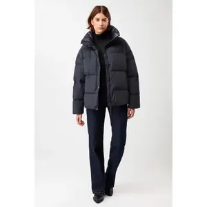 Women's High Collar Padded Jacket with Snap Buttons LangerChen image-1