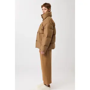 Women's High Collar Padded Jacket with Snap Buttons LangerChen image-2