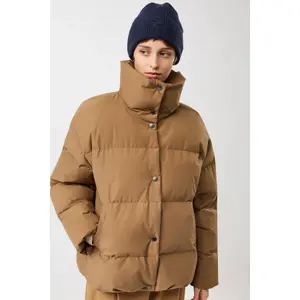 Women's High Collar Padded Jacket with Snap Buttons LangerChen image-4