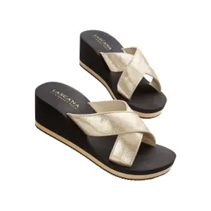Women's wedge sandals Lascana Metallic image-3