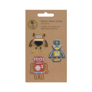 Woven textile stickers for children Lässig Robots image-0