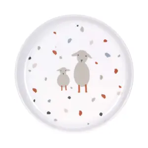 Porcelain and silicone plate for children Lässig Tiny Farmer Mouton/Oie image-1