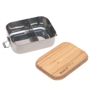 Stainless steel and bamboo snack box Lässig Adventure image-1