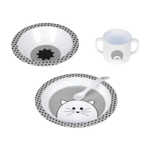 Dish set (plate, bowl, cup, spoon) baby Lässig Little Chums Chat image-0