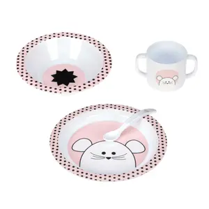 Dish set (plate, bowl, cup, spoon) baby Lässig Little Chums Souris image-0