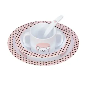 Dish set (plate, bowl, cup, spoon) baby Lässig Little Chums Souris image-1