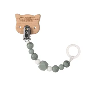 Wooden/silicone pacifier attachment Lässig Little Chums Chat image-1