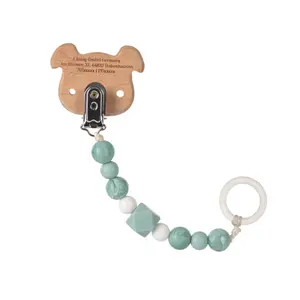 Wooden/silicone pacifier attachment Lässig Little Chums Chien image-1
