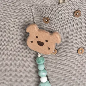 Wooden/silicone pacifier attachment Lässig Little Chums Chien image-3